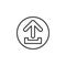 Upload circular line icon. Round simple sign.