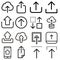 Upload file vector icon set. download illustration sign collection. transfer file symbol.