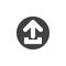 Upload flat icon. Round simple button, circular vector sign.