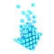 Upload technology arrow icon emblem made of blue cubes