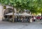 Upmarket outdoor seating and tables at McDonalds in Porto