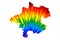 Upper Austria Republic of Austria, Austro-Bavarian, States of Austria map is designed rainbow abstract colorful pattern, Upper