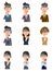 Upper body set of men and women of office workers who turn pale