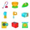 Upper chamber icons set, cartoon style