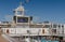 upper deck on a ship with screen and pool