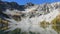 Upper eagle lake with golden larches in the sawtooth range of Washington