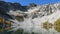 Upper eagle lake with golden larches in the sawtooth range of Washington