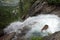 Upper fall flowing towards town of Krimml. Austria