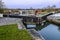 The upper lock at the top of the staircase of ten locks at Foxton Locks  UK