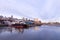 Upper and lower old town skyline seen from the Louise Basin during a sunny spring dawn, Quebec City