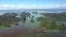 Upper Panorama Floating Farms by Island in Azure Bay Ha Long