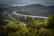 Upper panoramic view on viaduct of crni kal, beside adriatic sea, slovenia