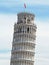 Upper part of the characteristic tower of Pisa inclined