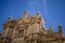 Upper part of the monumental facade of the Collegiate Church of San Patricio in Renaissance style from Lorca, Murcia, Spain