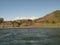 The upper part of the Small Yenisei river with views of the village Top of Cabrales in the Eastern Sayan, Tuva