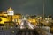 upper platform of the D.Luis bridge in night image between the city of Porto and Vila Nova de Gaia