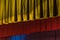 Upper stage curtains with colorful illumination, background texture