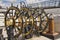 Upper steering wheels on HMS Warrior Portsmouth Docks