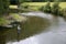 Upper view of fisherman in the river