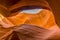 The upper walls of the slot canyon in lower Antelope Canyon, Page, Arizona