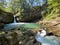 The upper waterfall Giessenfall Der Obere Giessenfall oder Ober Giessenfall waterfall on the Thur River and in the Obertoggenburg