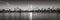 Upper West Side with view of the Central Park Reservoir in Black & White panoramic. Manhattan, New York City