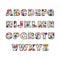 Uppercase alphabet in memphis style. Colorful decorative geometric font