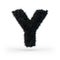 Uppercase fluffy and furry black font. Letter Y. 3D