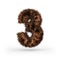 Uppercase fluffy and furry font. Digit three. 3D
