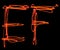 Uppercase laser alphabet - capital letter e and f