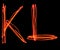 Uppercase laser alphabet - capital letter k and l