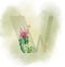 Uppercase waterscolor digital painting Cactus and Succulent botanical blossom foliage leaves plant alphabet font