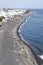 Upperview of Kamari village and beach on island Santorini