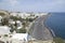 Upperview of Kamari village and beach on island Santorini