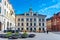 UPPSALA, SWEDEN, APRIL 22, 2019: Stora Torget main square in the central Uppsala, Sweden