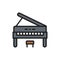 Upright piano, music instrument color line icon.