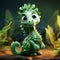 Upright Seahorse With Green Leaf Pattern: Blind Box Toy Inspired By Pixar