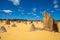 Upright standing rocks at the Pinnacles Desert in Western Australia