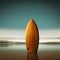 Upright Wooden Surfboard In Sand