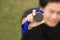 Uprisen Angle Of Asian Athlete Holding Generic Gold Medal With R