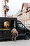 UPS United Parcel Service delivery van with worker driver