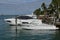 Upscale Cabin Cruiser and Motor Boat Moored on an Island in Miami Beach