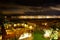 Upscale hotel and Inviting Courtyard and garden at night on Titikaka, Peru in South America