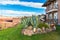 Upscale hotel and Inviting Courtyard on lake Titikaka, Peru in South America