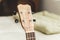 Upscale ukulele with woodgrain finish