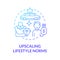 Upscaling lifestyle norms blue gradient concept icon