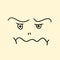 Upset, angry, frowning face emotion. Simple hand drawn outline doodle illustration