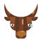 Upset bull face emoji, sad cow with tear icon isolated emotion sign