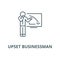 Upset businessman, graph down vector line icon, linear concept, outline sign, symbol