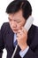 Upset, frustrated manager receiving bad news via telephone call